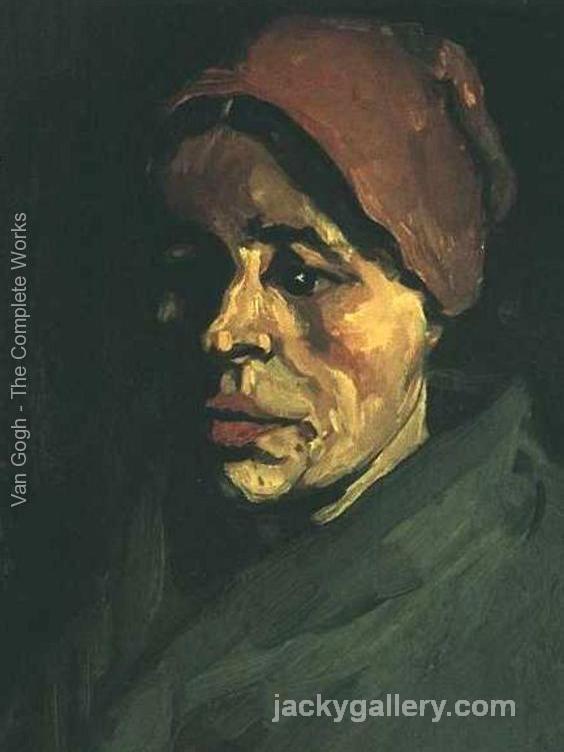 Head Of A Peasant Woman With Brownish Cap, Van Gogh painting